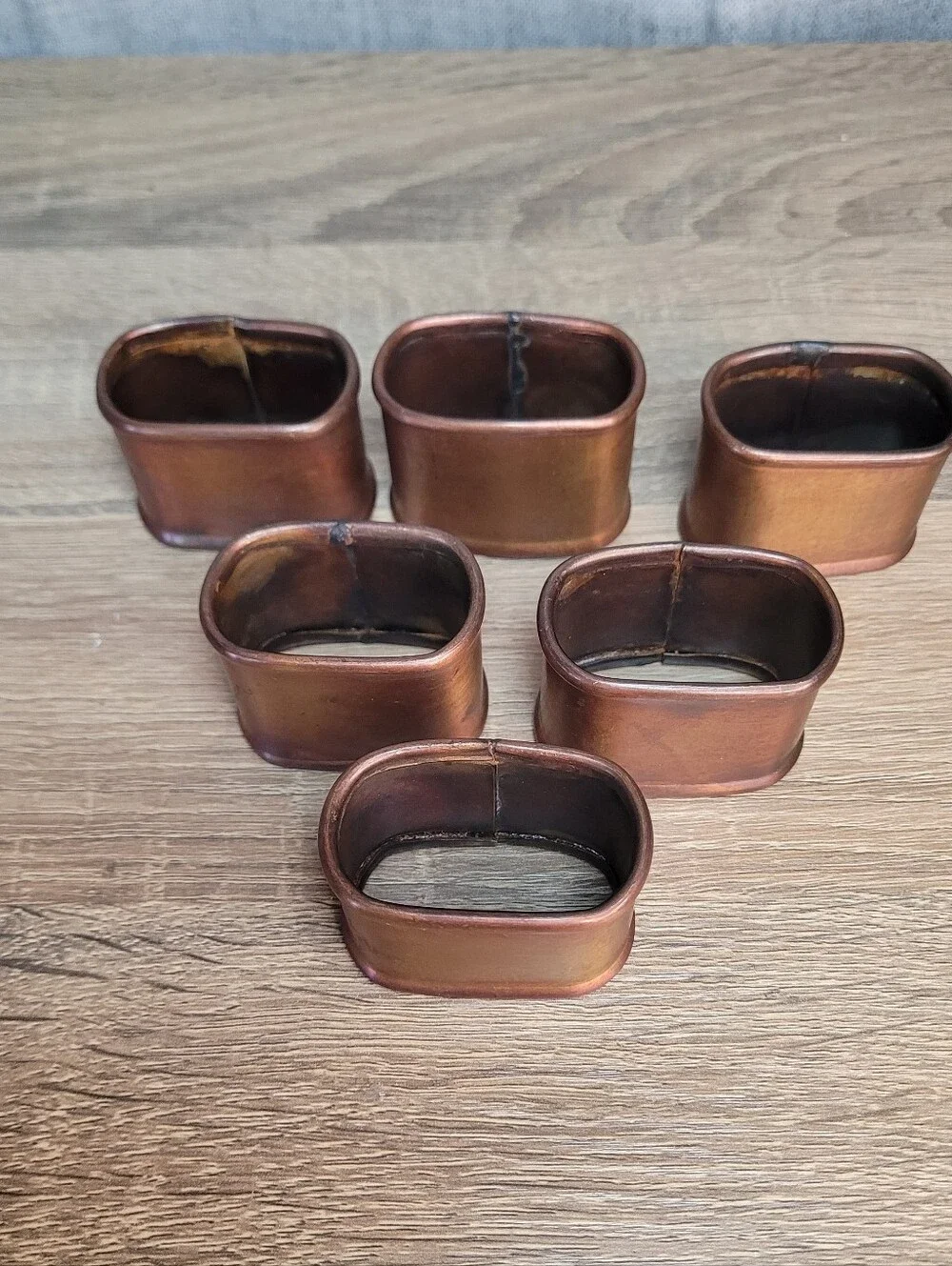 Copper Napkin Rings Set of 6 - Warm Gold Home Rustic Accent
